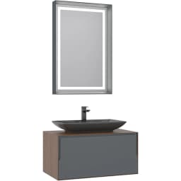 Orka Craft 80 Cm Ceviz-Antrasit Banyo Dolabı Takımı - 5003986 görsel 1