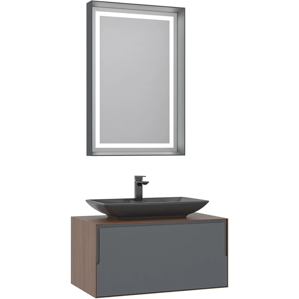 Orka Craft 80 Cm Ceviz-Antrasit Banyo Dolabı Takımı - 5003986