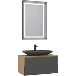 Orka Craft 80 Cm Meşe-Antrasit Banyo Dolabı Takımı - 5003989 görsel 1