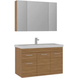 Orka Enez 100 Cm Teak Banyo Dolabı Takımı görsel 1