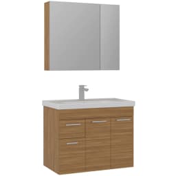 Orka Enez 80 Cm Teak Banyo Dolabı Takımı görsel 1