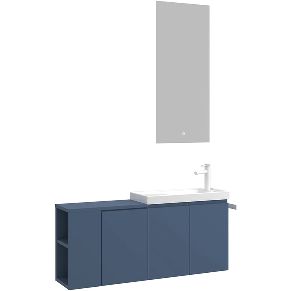 Orka Ferla 110 Cm Mat Mavi Banyo Dolabı Takımı (Sağ)