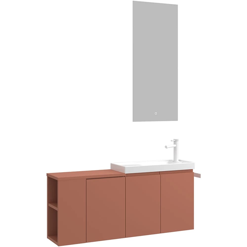 Orka Ferla 110 Cm Mat Tarçın Banyo Dolabı Takımı (Sağ)