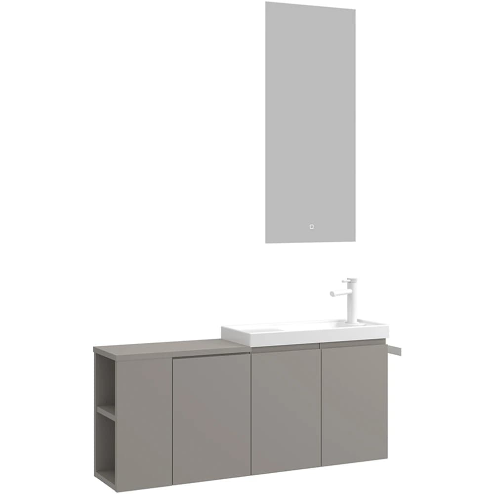 Orka Ferla 110 Cm Mat Vizon Banyo Dolabı Takımı (Sağ)