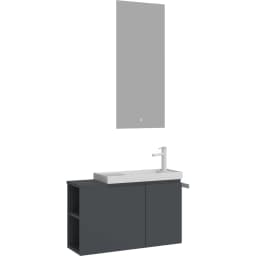 Orka Ferla 80 Cm Mat Antrasit Banyo Dolabı Takımı görsel 1