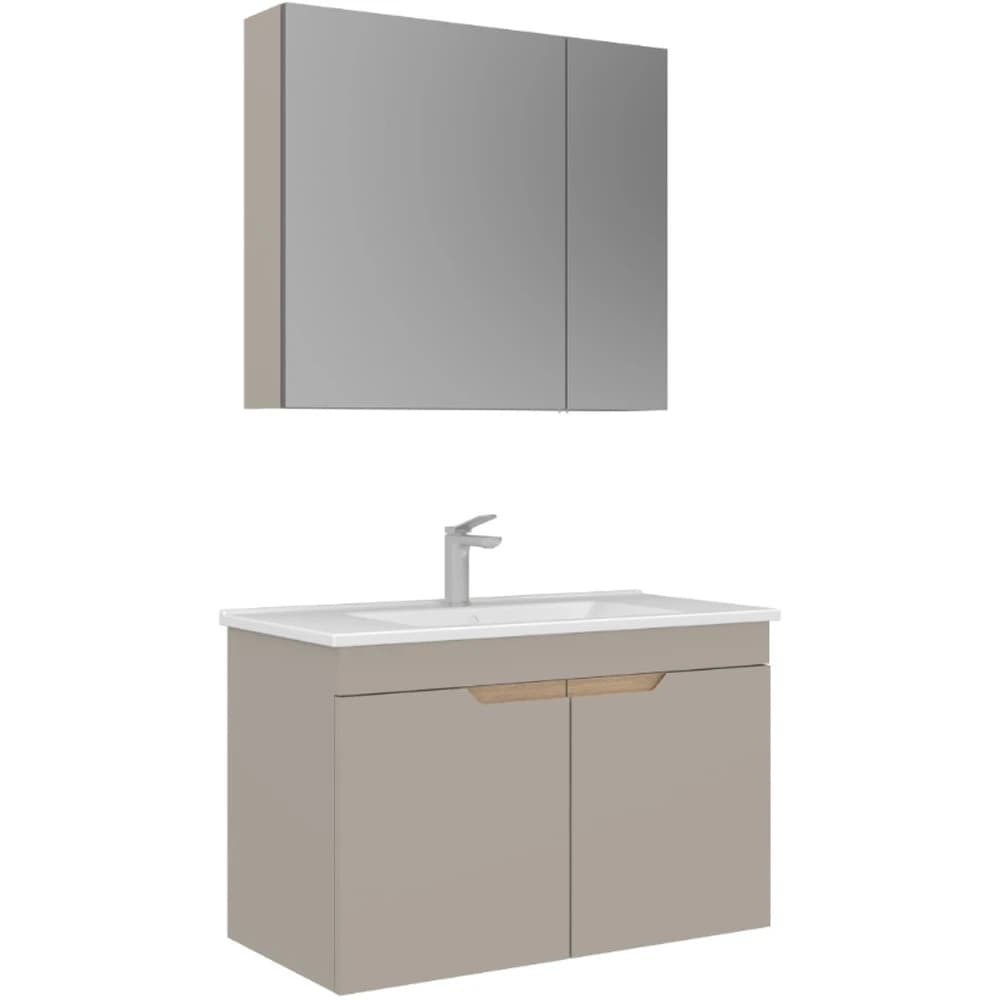 Orka Lena 85 Cm Mat Bej Banyo Dolabı Takımı - 5008003