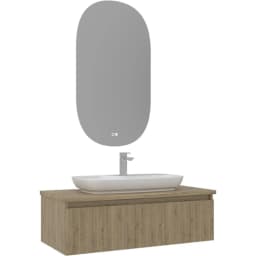 Orka Lentia 100 Cm Meşe Banyo Dolabı Takımı görsel 1
