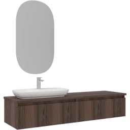 Orka Lentia 160 Cm Ceviz Banyo Dolabı Takımı - 5007110 görsel 1