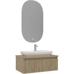 Orka Lentia 80 Cm Meşe Banyo Dolabı Takımı görsel 1