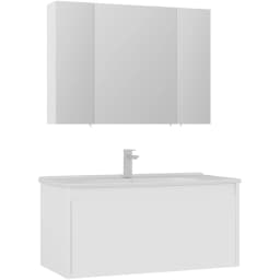 Orka Likya 100 Cm Mat Beyaz Banyo Dolabı Takımı görsel 1