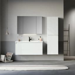 Orka Likya 100 Cm Mat Beyaz Banyo Dolabı Takımı görsel 2