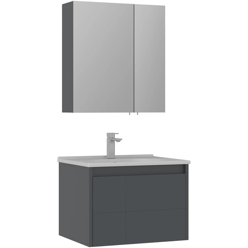 Orka Likya 65 Cm Mat Antrasit Banyo Dolabı Takımı