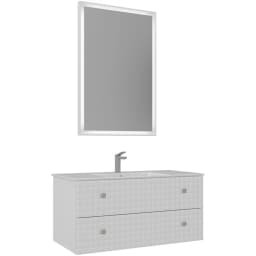 Orka Lipari 100 Cm Mat Beyaz Banyo Dolabı Takımı (Krom Kulp) - 5007320 görsel 1