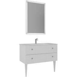 Orka Lipari 100 Cm Mat Beyaz Banyo Dolabı Takımı (Krom Kulp) - 5007345 görsel 1
