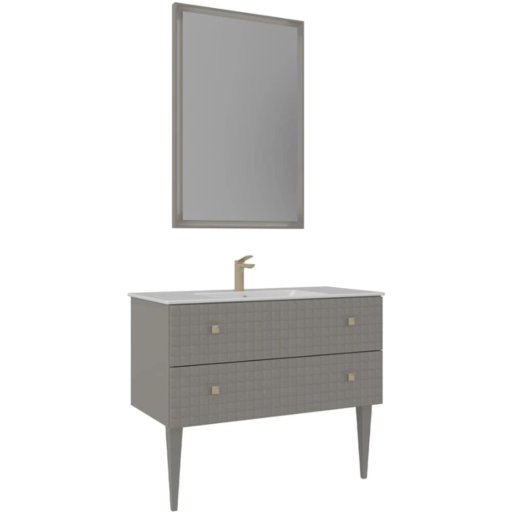 Orka Lipari 100 Cm Mat Vizon Banyo Dolabı Takımı (Altın Kulp) - 5007343