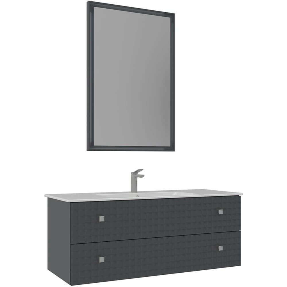 Orka Lipari 120 Cm Mat Antrasit Banyo Dolabı Takımı (Krom Kulp) - 5007328