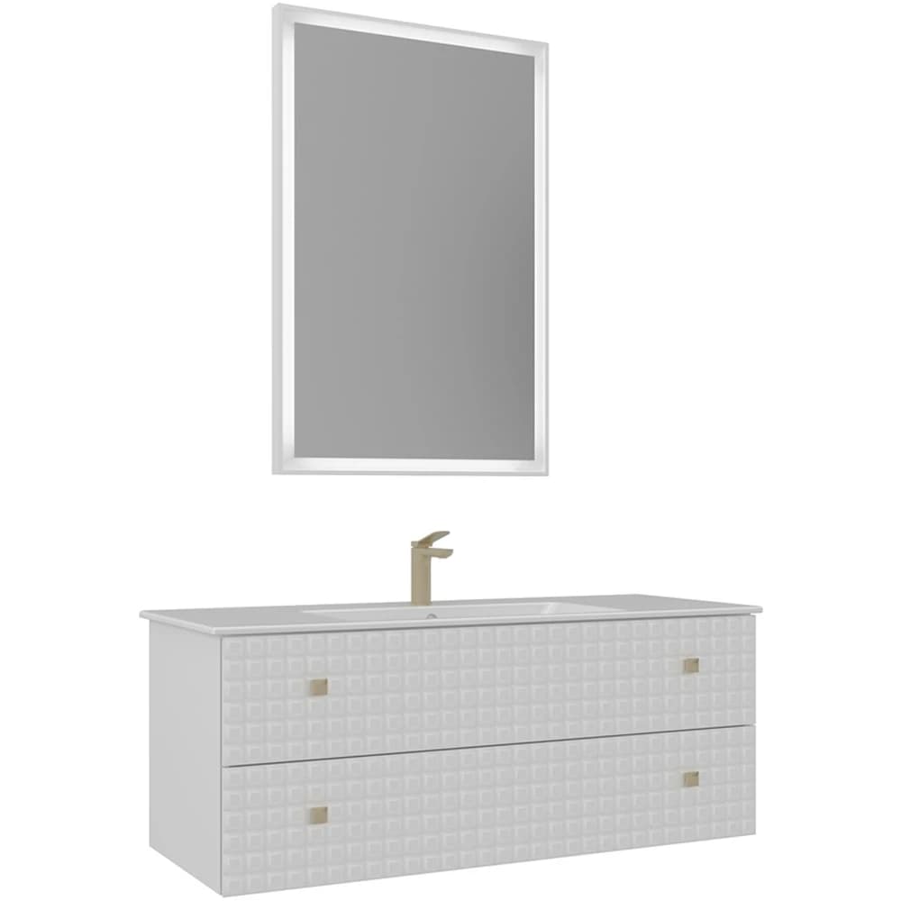 Orka Lipari 120 Cm Mat Beyaz Banyo Dolabı Takımı (Altın Kulp) - 5007308