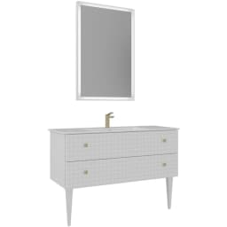 Orka Lipari 120 Cm Mat Beyaz Banyo Dolabı Takımı (Altın Kulp) - 5007348 görsel 1