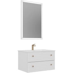 Orka Lipari 80 Cm Mat Beyaz Banyo Dolabı Takımı (Altın Kulp) - 5008978 görsel 1