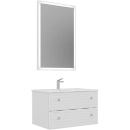 Orka Lipari 80 Cm Mat Beyaz Banyo Dolabı Takımı (Krom Kulp) - 5008984 görsel 1