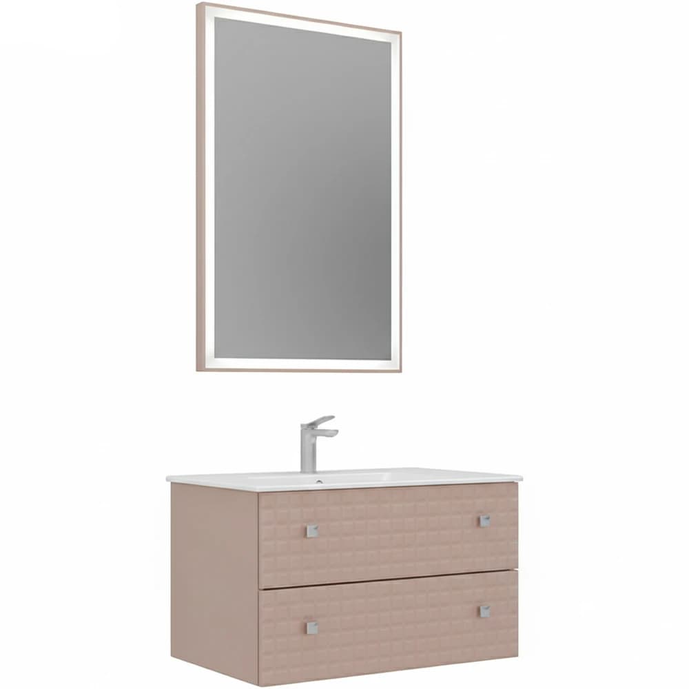 Orka Lipari 80 Cm Mat Pudra Banyo Dolabı Takımı (Krom Kulp) - 5009006