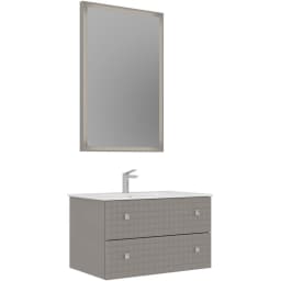 Orka Lipari 80 Cm Mat Vizon Banyo Dolabı Takımı (Krom Kulp) - 5008985 görsel 1