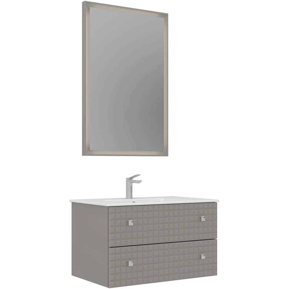 Orka Lipari 80 Cm Mat Vizon Banyo Dolabı Takımı (Krom Kulp) - 5008985