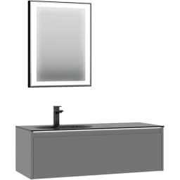 Orka Lisbon 110 Cm Mat Gri Banyo Dolabı Takımı görsel 1