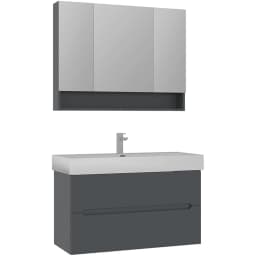 Orka Malta 100 Cm Mat Antrasit Banyo Dolabı Takımı görsel 1