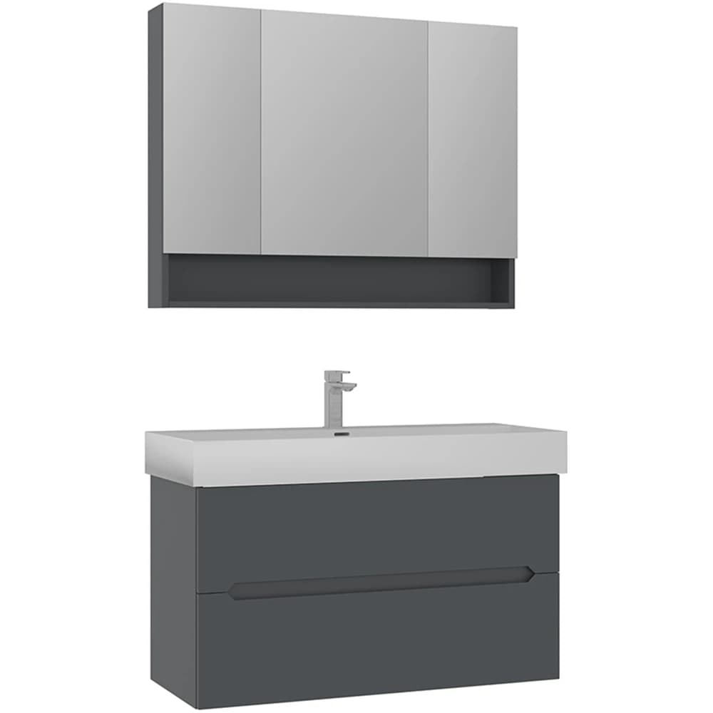 Orka Malta 100 Cm Mat Antrasit Banyo Dolabı Takımı