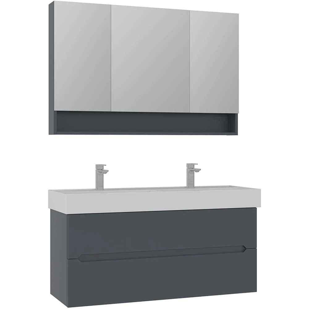 Orka Malta 120 Cm Mat Antrasit Banyo Dolabı Takımı