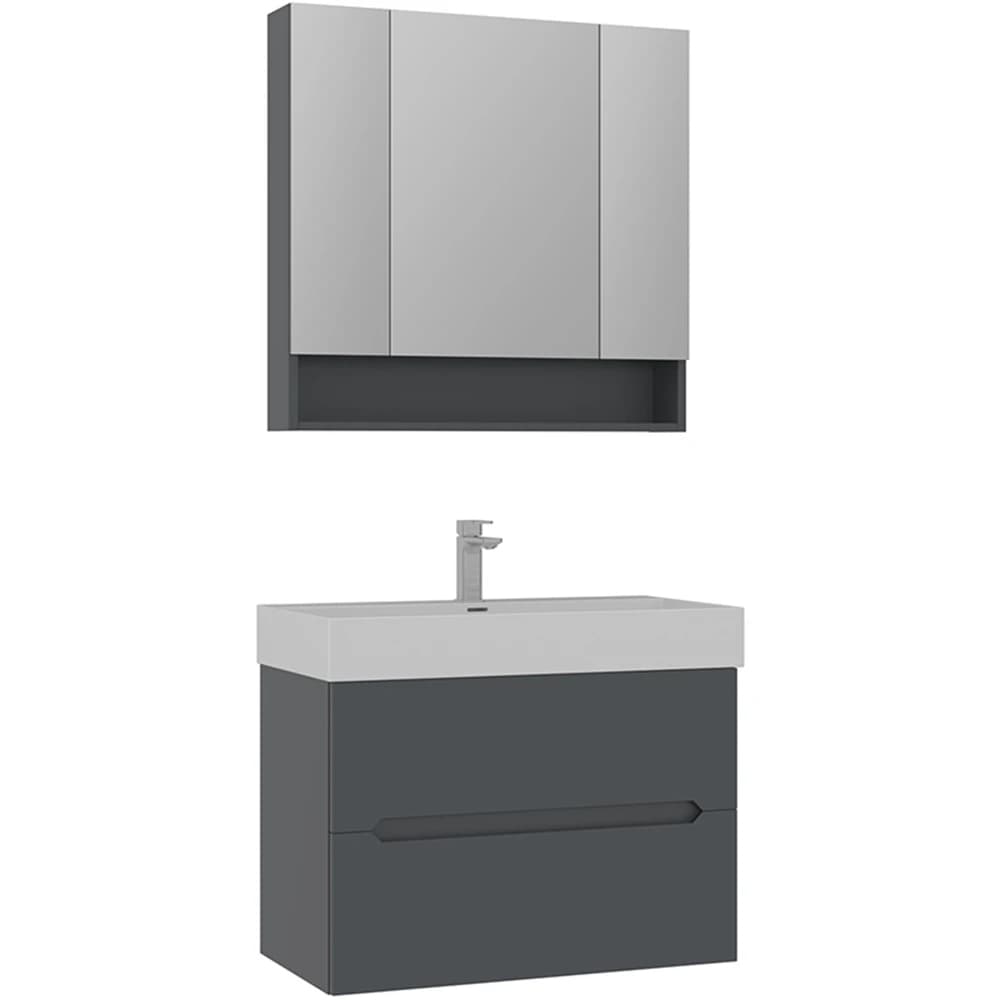 Orka Malta 80 Cm Mat Antrasit Banyo Dolabı Takımı
