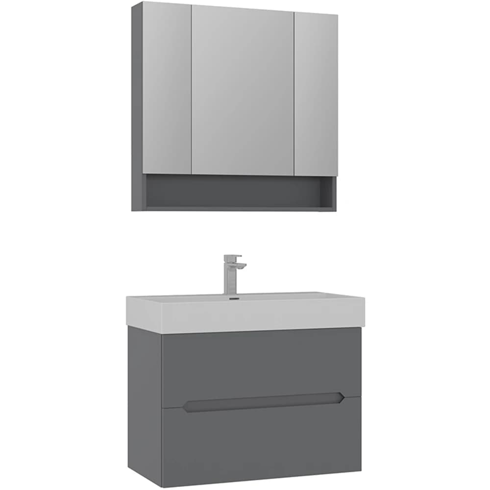 Orka Malta 80 Cm Mat Gri Banyo Dolabı Takımı