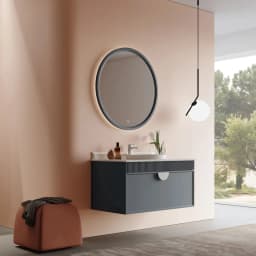 Orka Molino 100 Cm Antrasit Banyo Dolabı Takımı (Krom Kulp) görsel 2