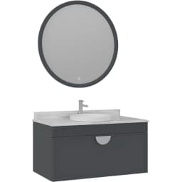 Orka Molino 100 Cm Antrasit Banyo Dolabı Takımı (Krom Kulp) görsel 1