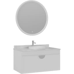 Orka Molino 100 Cm Beyaz Banyo Dolabı Takımı (Krom Kulp) görsel 1