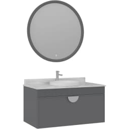 Orka Molino 100 Cm Gri Banyo Dolabı Takımı (Krom Kulp) görsel 1