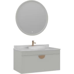 Orka Molino 100 Cm Kaşmir Banyo Dolabı Takımı (Altın Kulp) görsel 1
