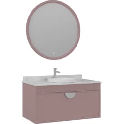 Orka Molino 100 Cm Pudra Banyo Dolabı Takımı (Krom Kulp) görsel 1