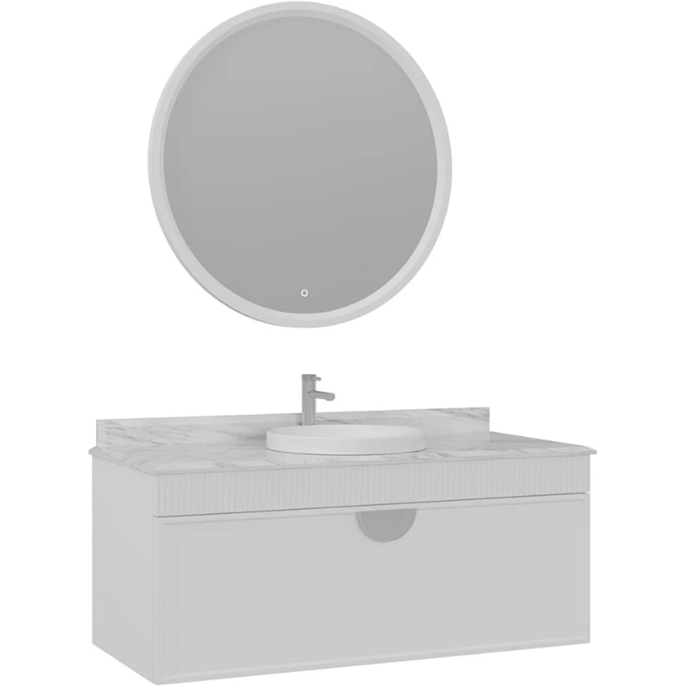 Orka Molino 120 Cm Beyaz Banyo Dolabı Takımı (Krom Kulp)