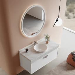 Orka Molino 120 Cm Beyaz Banyo Dolabı Takımı (Krom Kulp) görsel 2