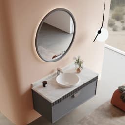 Orka Molino 120 Cm Gri Banyo Dolabı Takımı (Krom Kulp) görsel 3