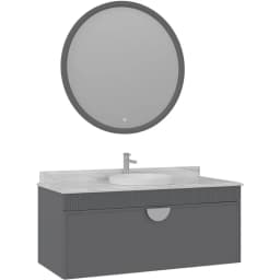 Orka Molino 120 Cm Gri Banyo Dolabı Takımı (Krom Kulp) görsel 1