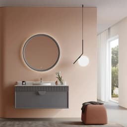 Orka Molino 120 Cm Gri Banyo Dolabı Takımı (Krom Kulp) görsel 2