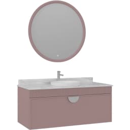 Orka Molino 120 Cm Pudra Banyo Dolabı Takımı (Krom Kulp) görsel 1