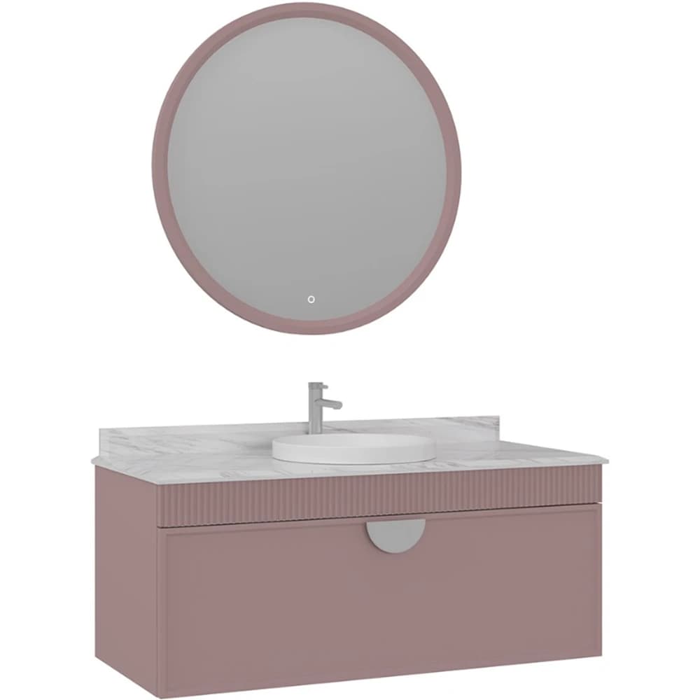 Orka Molino 120 Cm Pudra Banyo Dolabı Takımı (Krom Kulp)