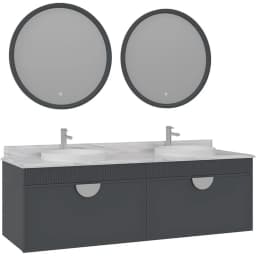 Orka Molino 160 Cm Antrasit Banyo Dolabı Takımı (Krom Kulp) görsel 1