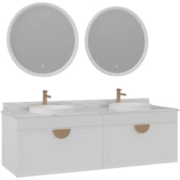 Orka Molino 160 Cm Beyaz Banyo Dolabı Takımı (Altın Kulp) görsel 1