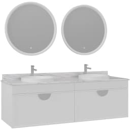 Orka Molino 160 Cm Beyaz Banyo Dolabı Takımı (Krom Kulp) görsel 1