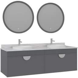 Orka Molino 160 Cm Gri Banyo Dolabı Takımı (Krom Kulp) görsel 1